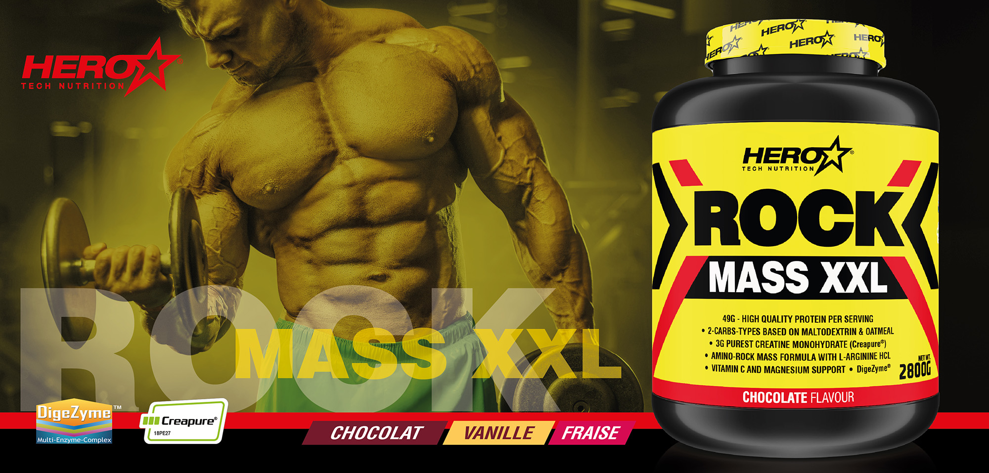 ROCK ELITE ALL IN ONE HERO TECH NUTRITION MUSCLE MASS GROWTH herotechnutrition